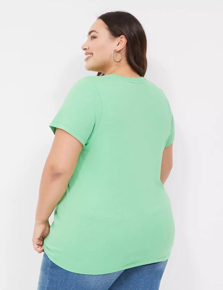 Women Lane Bryant Feeling Lucky Graphic Tee Tank Top Light Green | ZLX4864YU