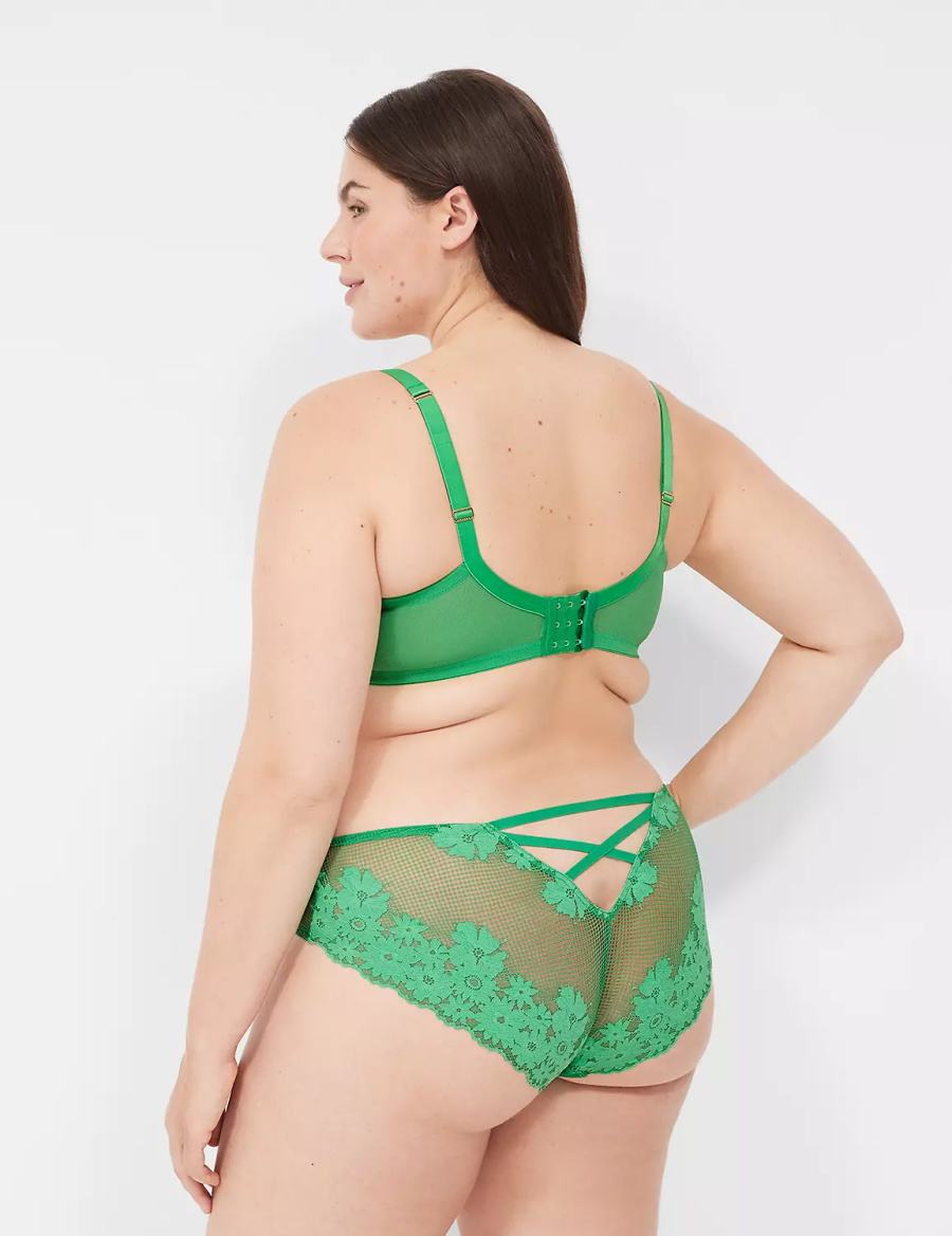 Women Lane Bryant Fishnet Lace Boost Balconette Bra Green | PPF3631JY