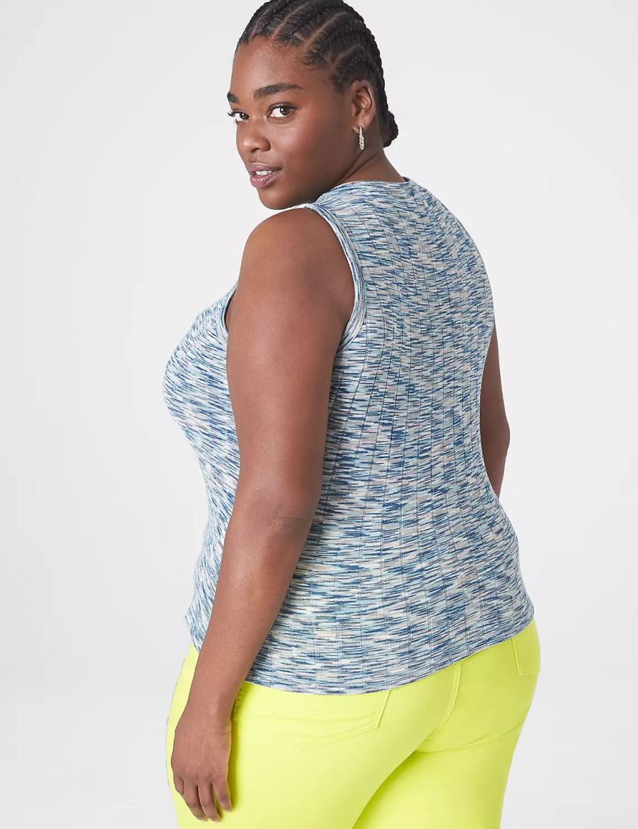 Women Lane Bryant Fitted Crop Crew-Neck Tank Top Light Turquoise | WAX8055RX