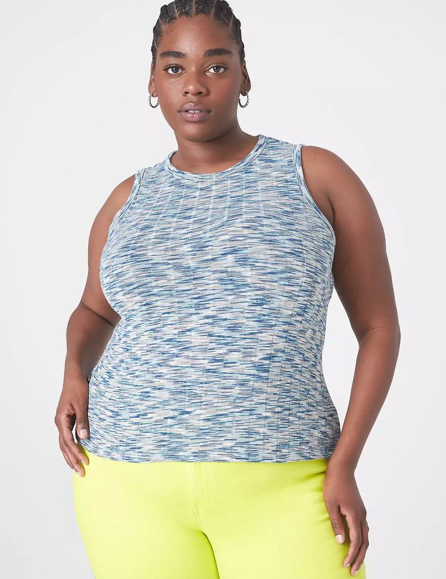 Women Lane Bryant Fitted Crop Crew-Neck Tank Top Light Turquoise | WAX8055RX