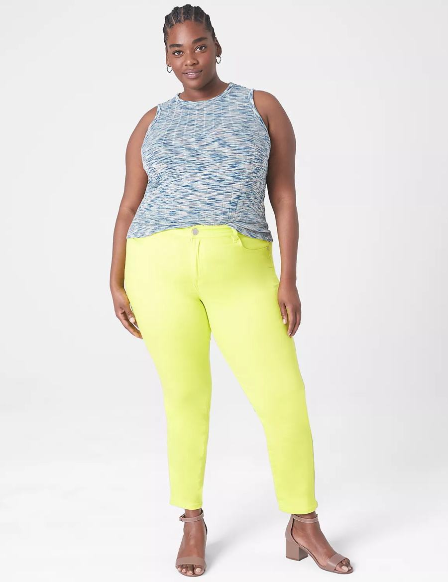 Women Lane Bryant Fitted Crop Crew-Neck Tank Top Light Turquoise | WAX8055RX