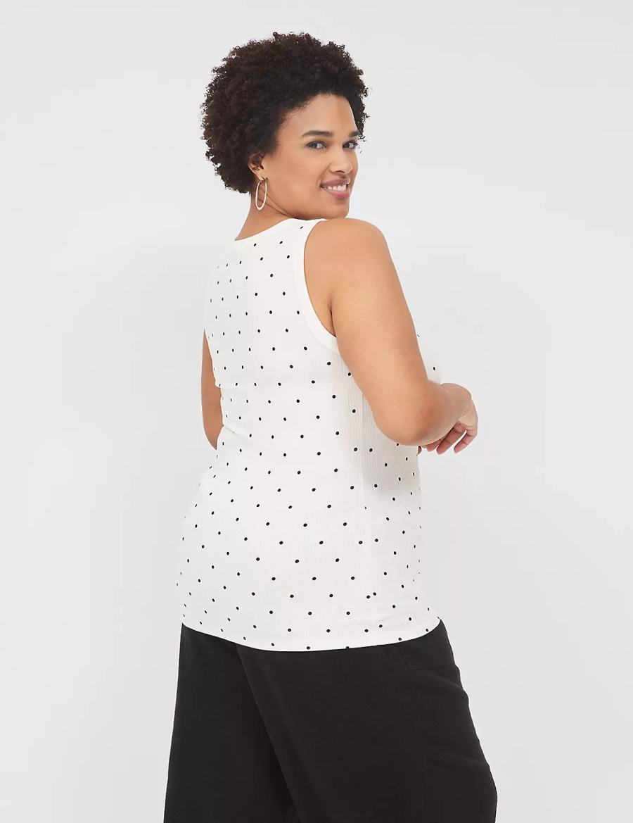 Women Lane Bryant Fitted High-Neck Rib Tank Top White | AKK9646DY