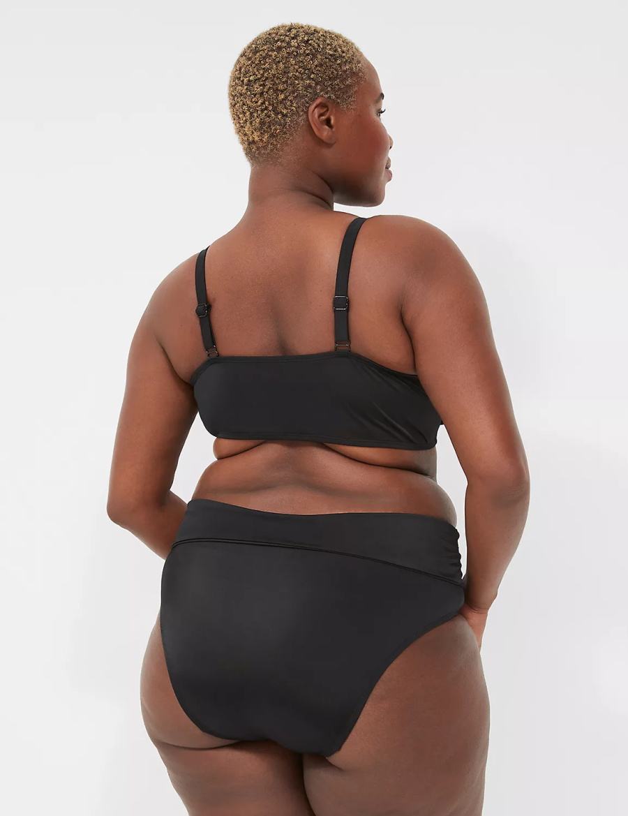 Women Lane Bryant Foldover-Waist Swim Briefs Black | JNA8476LK