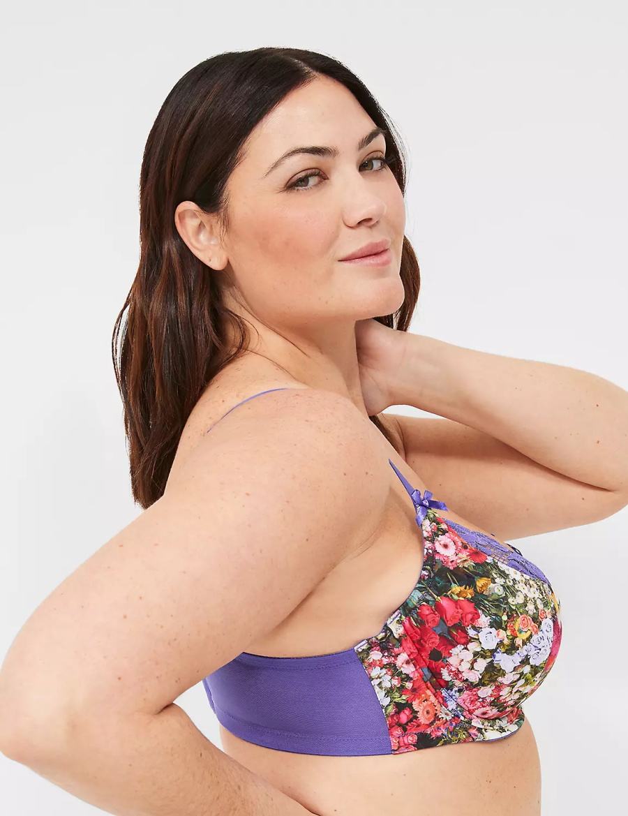 Women Lane Bryant French Balconette Bra Purple Multicolor | HTN641WA