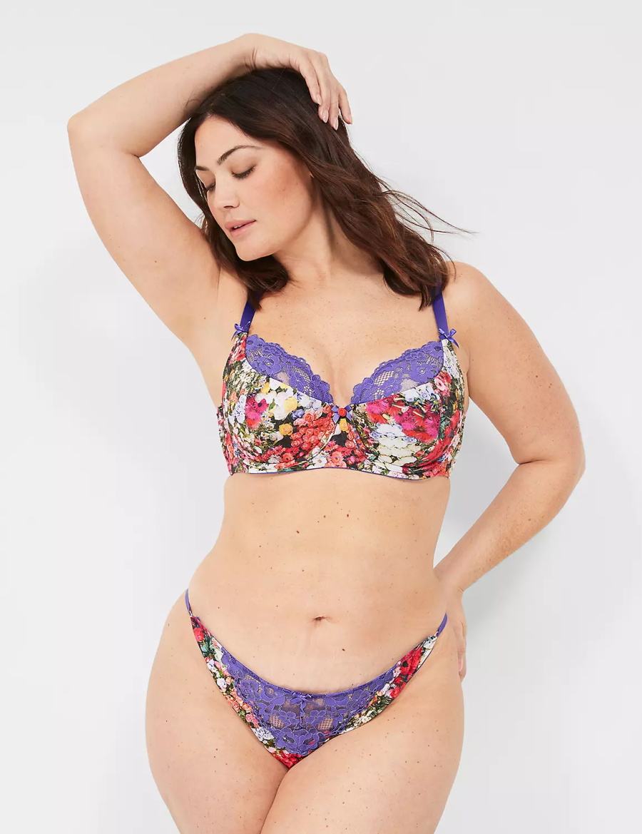 Women Lane Bryant French Balconette Bra Purple Multicolor | HTN641WA