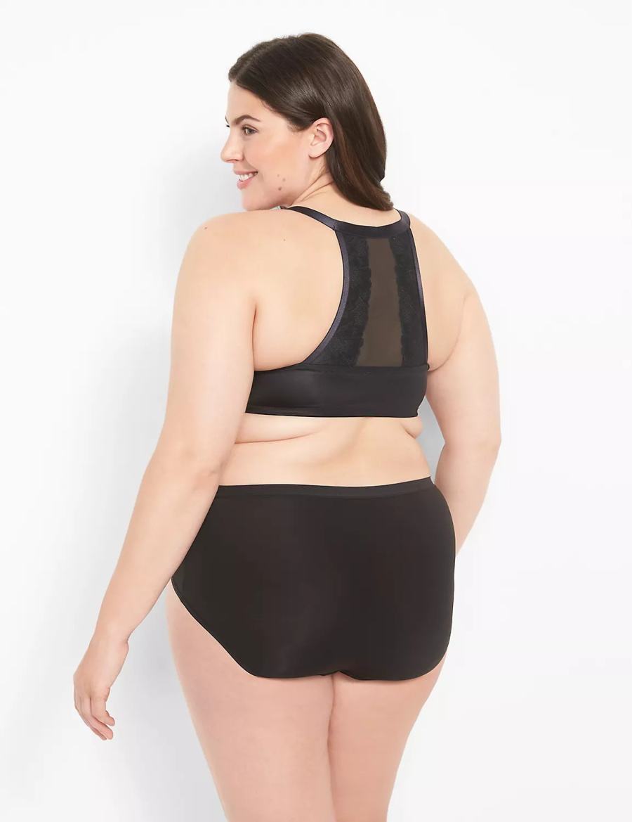 Women Lane Bryant Front-Close Boost Plunge Bralettes Black | YGE6855XF