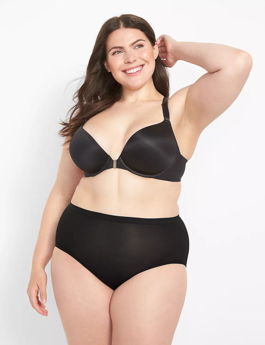 Women Lane Bryant Front-Close Boost Plunge Bralettes Black | YGE6855XF