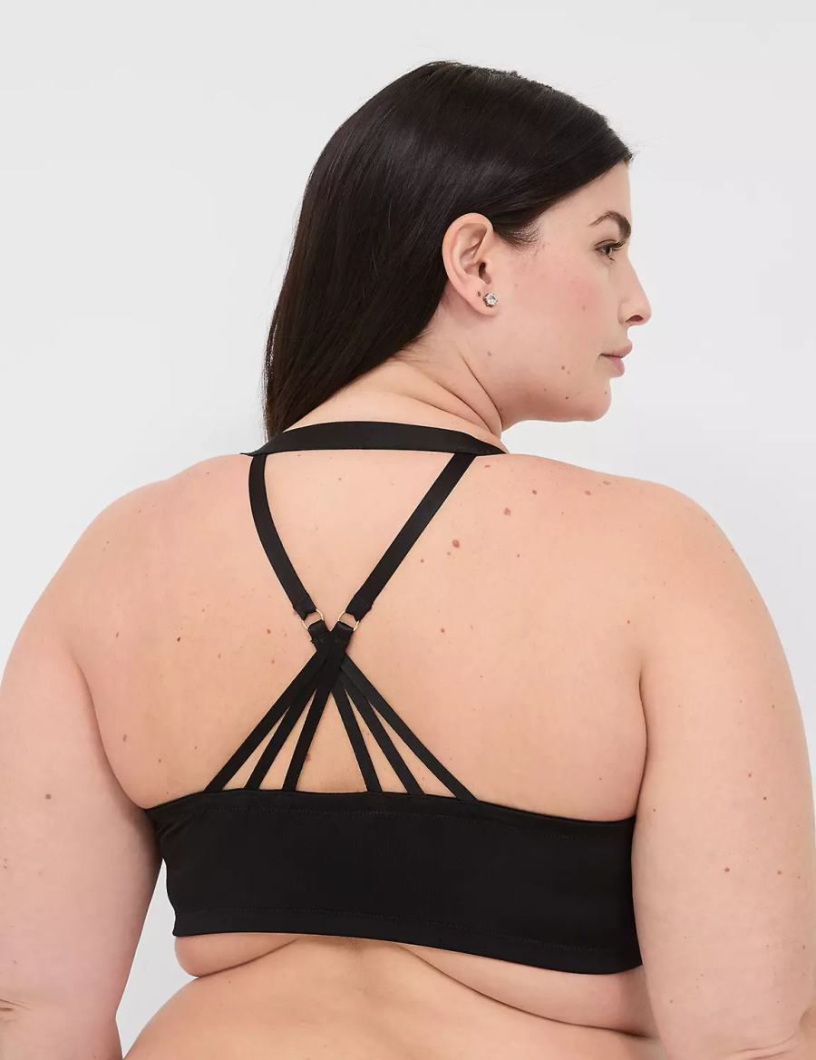 Women Lane Bryant Front-Close Boost Plunge Bralettes Black | EKJ5962NN