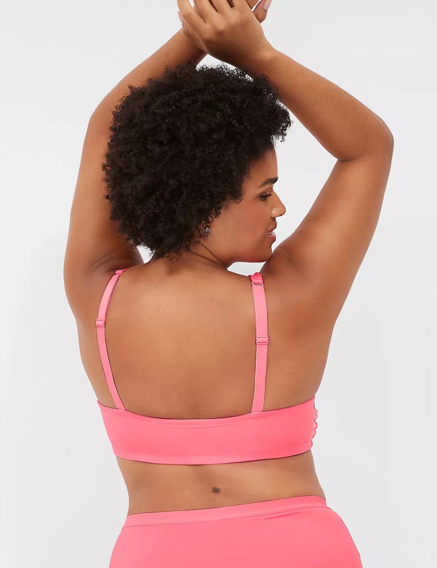 Women Lane Bryant Front-Close Smooth Boost Plunge Bralettes Pink | QDI9973OT