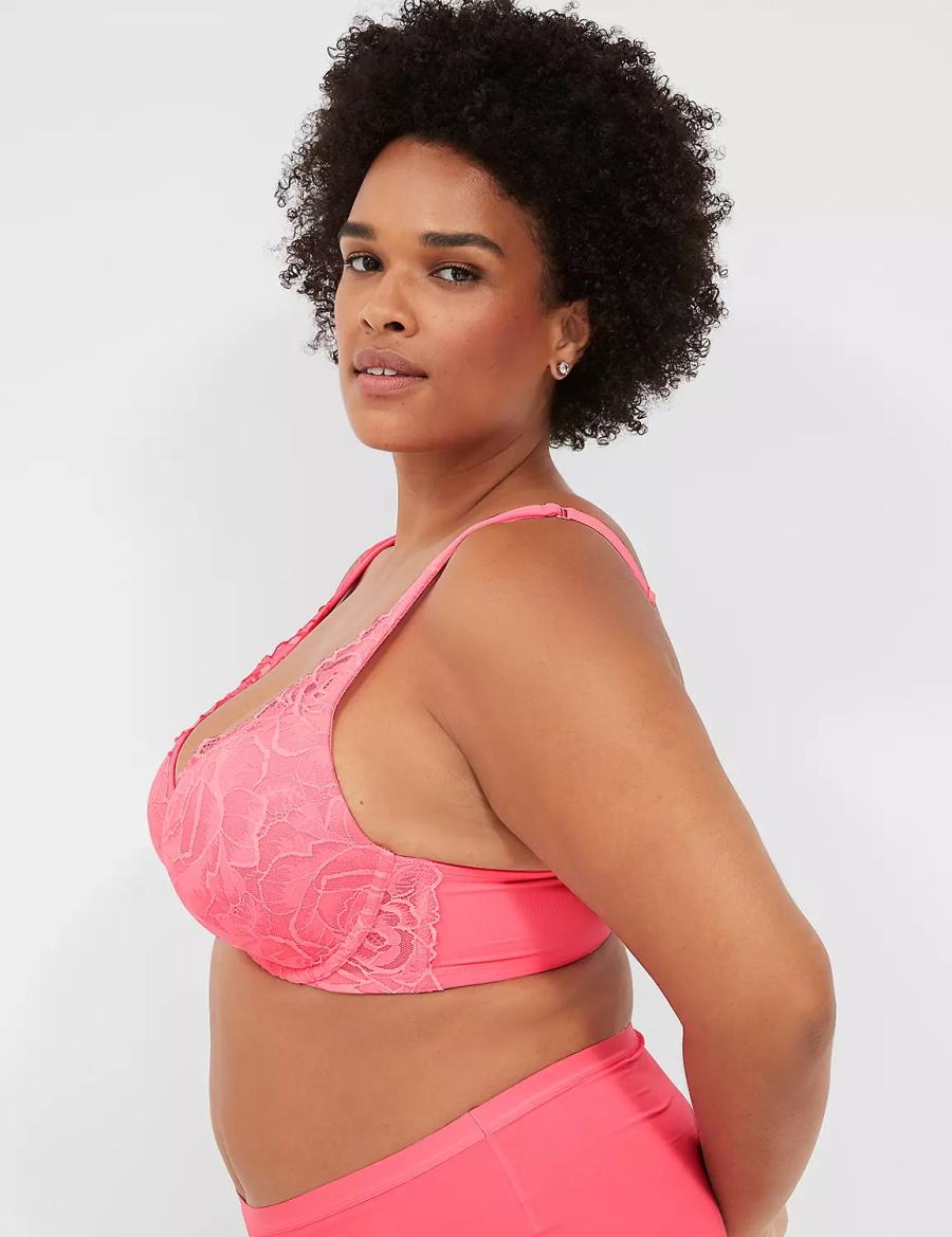 Women Lane Bryant Front-Close Smooth Boost Plunge Bralettes Pink | QDI9973OT