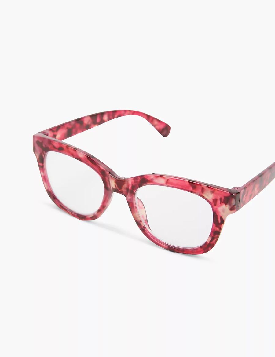 Women Lane Bryant Fuchsia Tortoiseshell Print Square Reading Glasses Red | WRZ2821TB