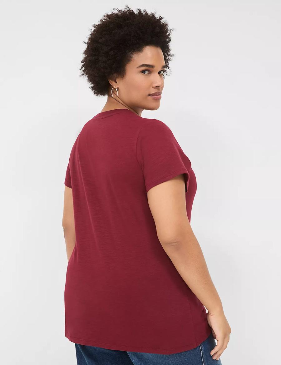 Women Lane Bryant Glitter In My Teacher Era Graphic Tee T Shirts Dark Red | UDR4137NO