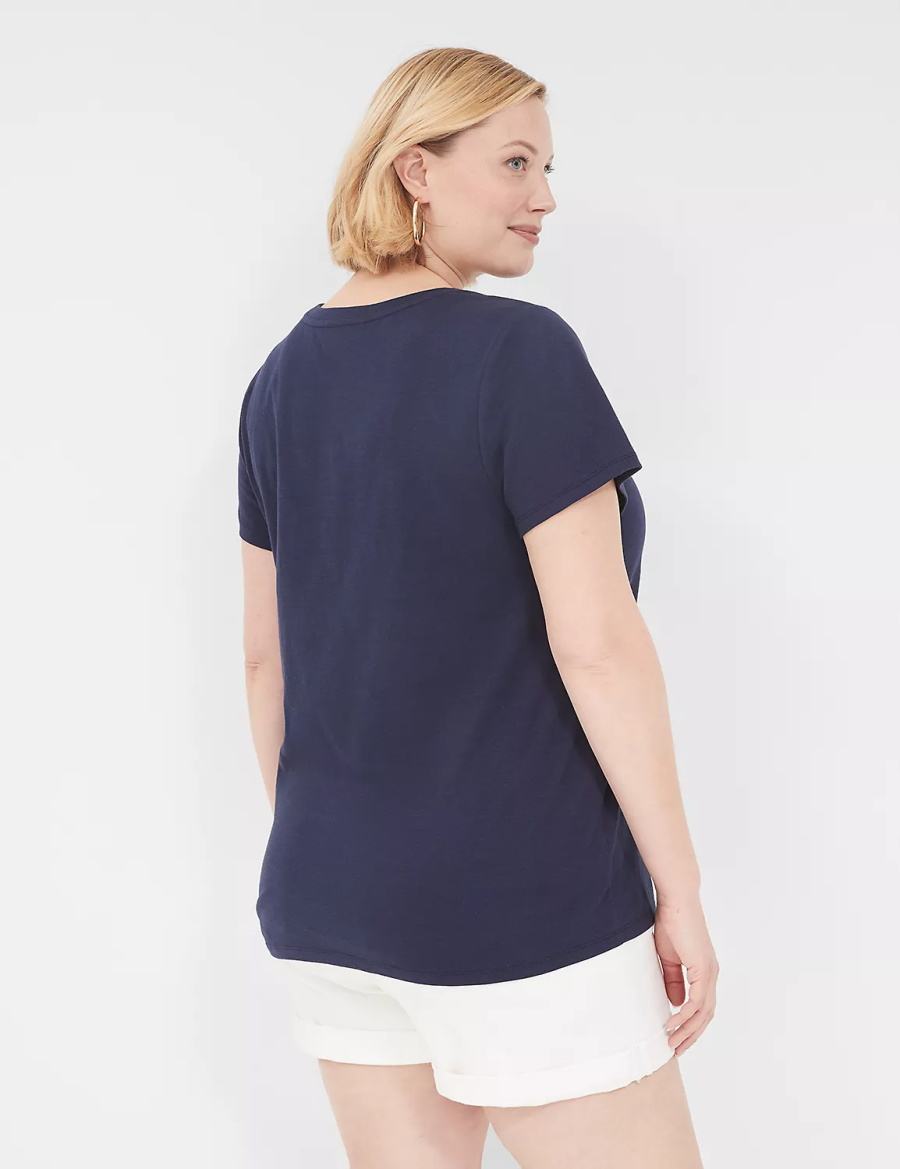 Women Lane Bryant Grateful Graphic Tee T Shirts Blue | BXM982DE