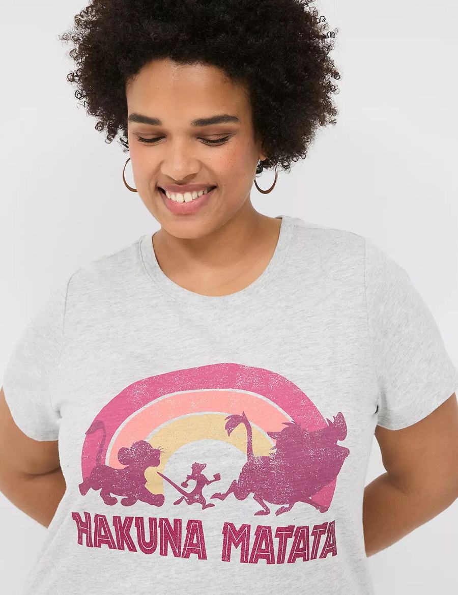 Women Lane Bryant Hakuna Matata Graphic Tee T Shirts Grey | ZWH4811YO