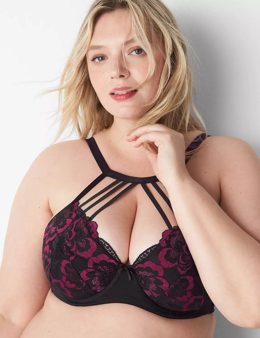 Women Lane Bryant High-Neck Lightly Lined Balconette Bra Black | KZX1333ZB