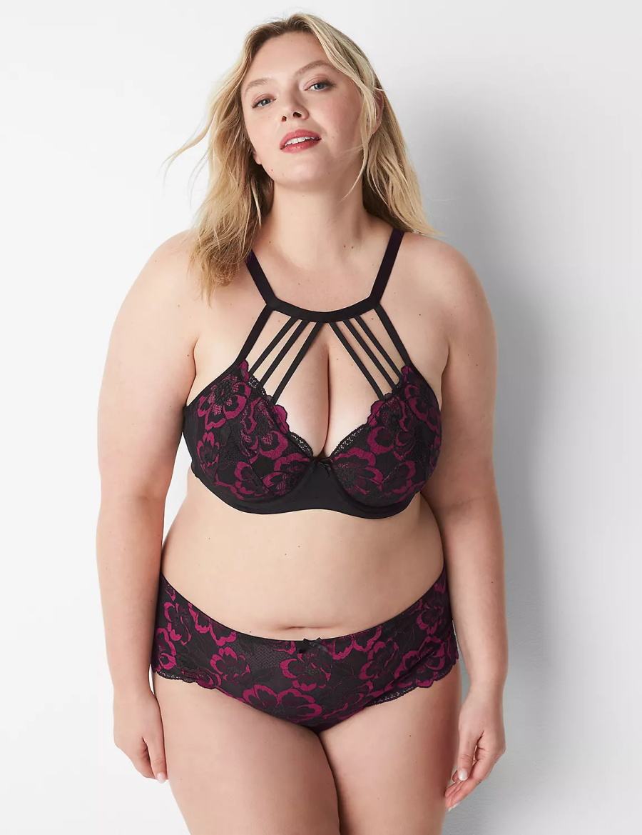 Women Lane Bryant High-Neck Lightly Lined Balconette Bra Black | KZX1333ZB