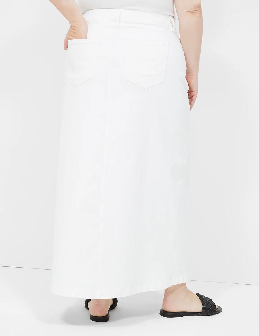 Women Lane Bryant High-Rise Denim Maxi Skirts White | NXU525PM