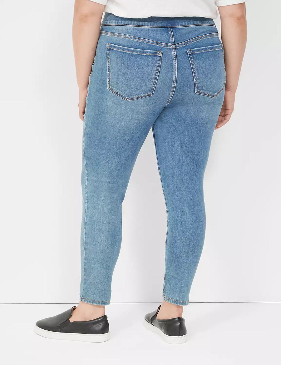 Women Lane Bryant High-Rise Sateen Pull-On Jeggings Blue | NLP5243NV