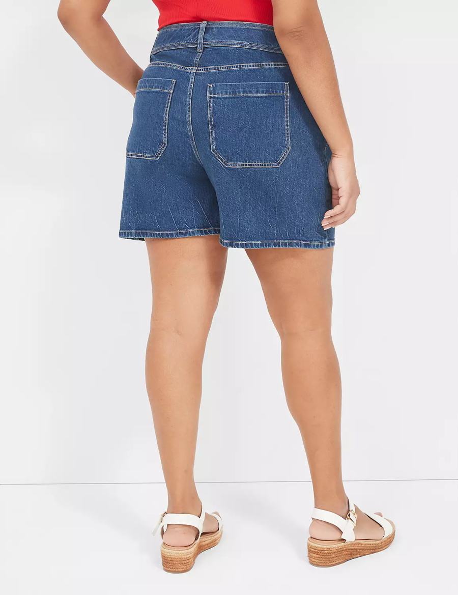 Women Lane Bryant High-Rise Utility Jean Shorts Light Blue | UDV1991AE