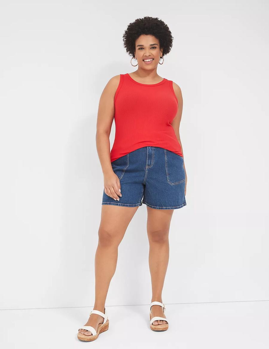 Women Lane Bryant High-Rise Utility Jean Shorts Light Blue | UDV1991AE