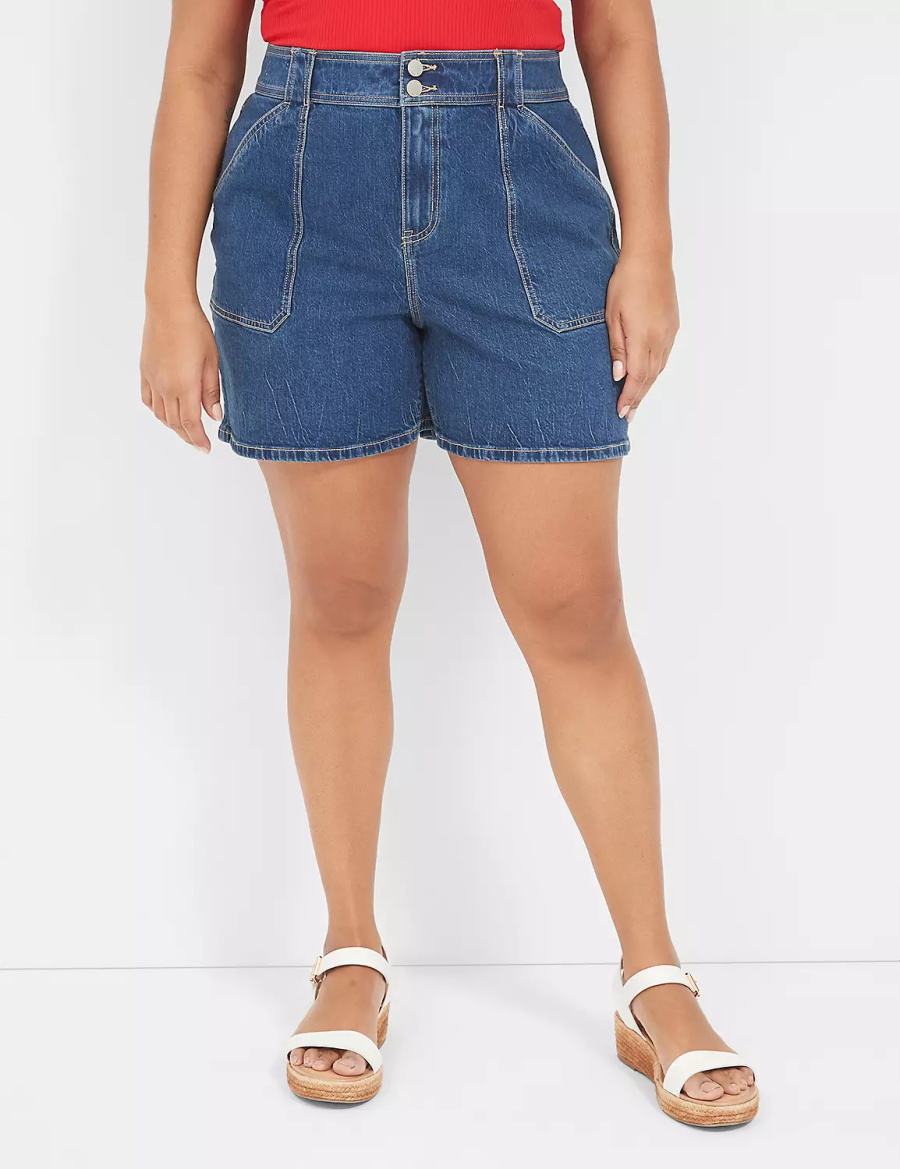 Women Lane Bryant High-Rise Utility Jean Shorts Light Blue | UDV1991AE