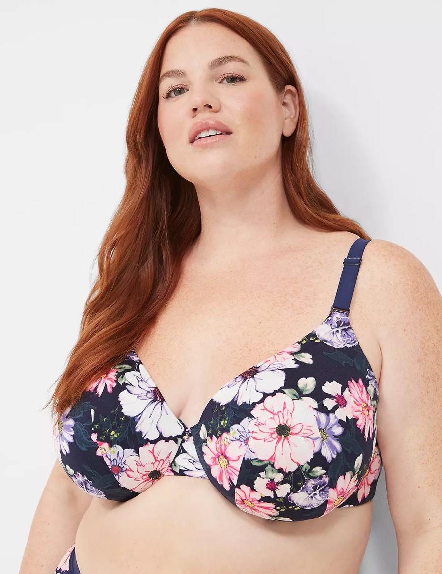 Women Lane Bryant Invisible Backsmoother Lightly Lined Full Coverage Bralettes Blue | FHB912DZ