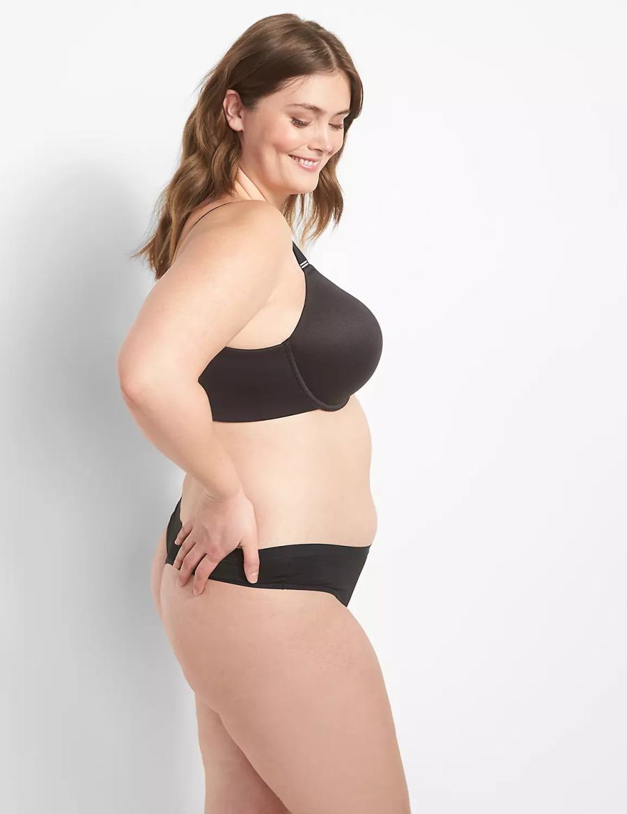 Women Lane Bryant Invisible Backsmoother Boost Plunge Bralettes Black | LST9725VX