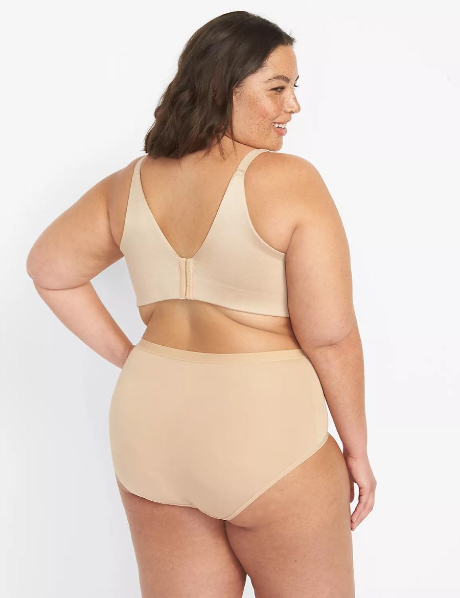 Women Lane Bryant Invisible Backsmoother Lightly Lined No-Wire Bralettes Beige | GAH4569XX