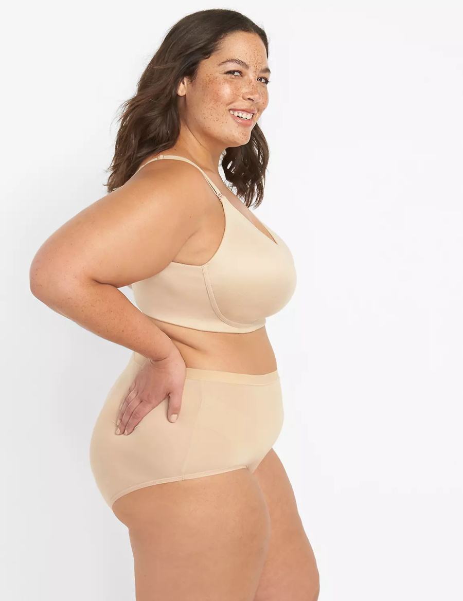 Women Lane Bryant Invisible Backsmoother Lightly Lined No-Wire Bralettes Beige | GAH4569XX