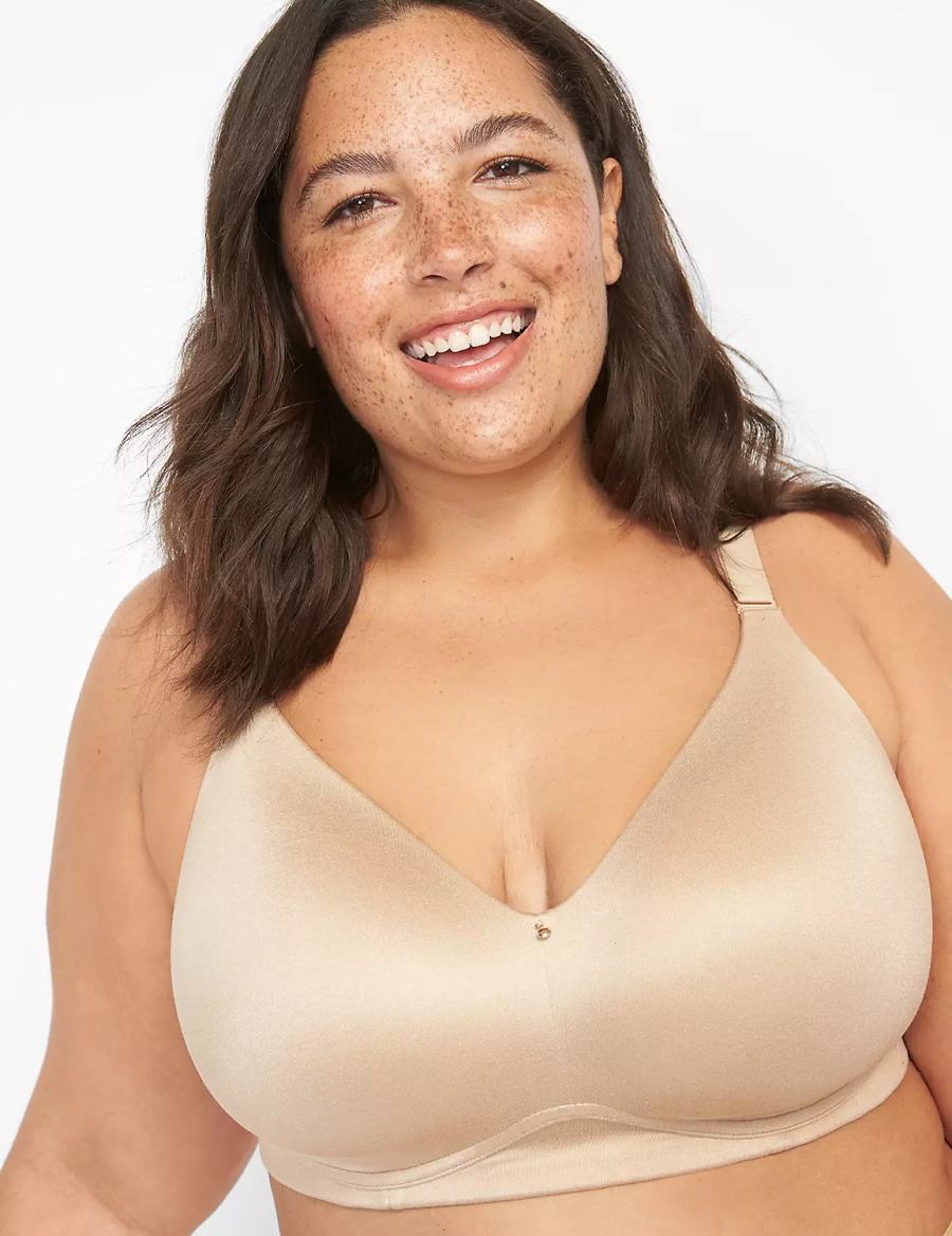 Women Lane Bryant Invisible Backsmoother Lightly Lined No-Wire Bralettes Beige | GAH4569XX