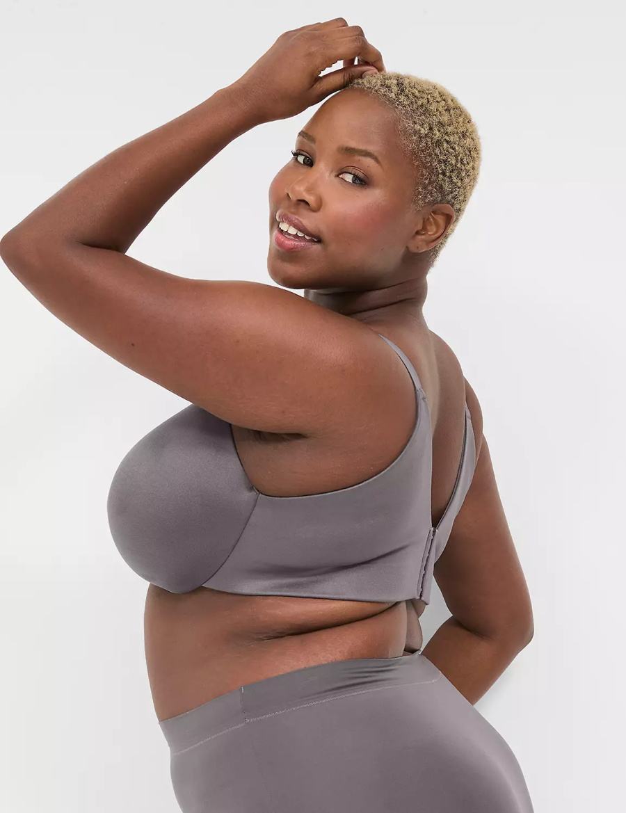 Women Lane Bryant Invisible Backsmoother Lightly Lined Full Coverage Bralettes Dark Grey | OOI356RG