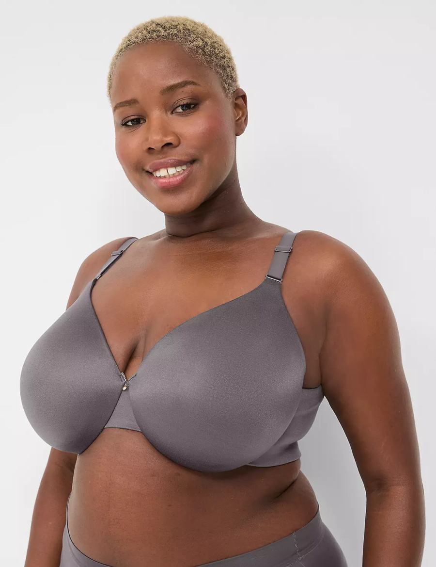 Women Lane Bryant Invisible Backsmoother Lightly Lined Full Coverage Bralettes Dark Grey | OOI356RG