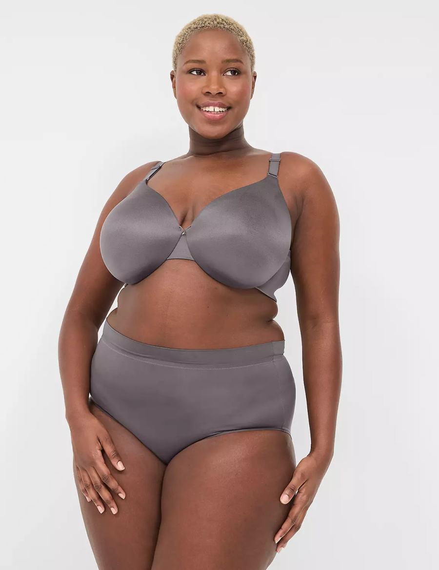 Women Lane Bryant Invisible Backsmoother Lightly Lined Full Coverage Bralettes Dark Grey | OOI356RG