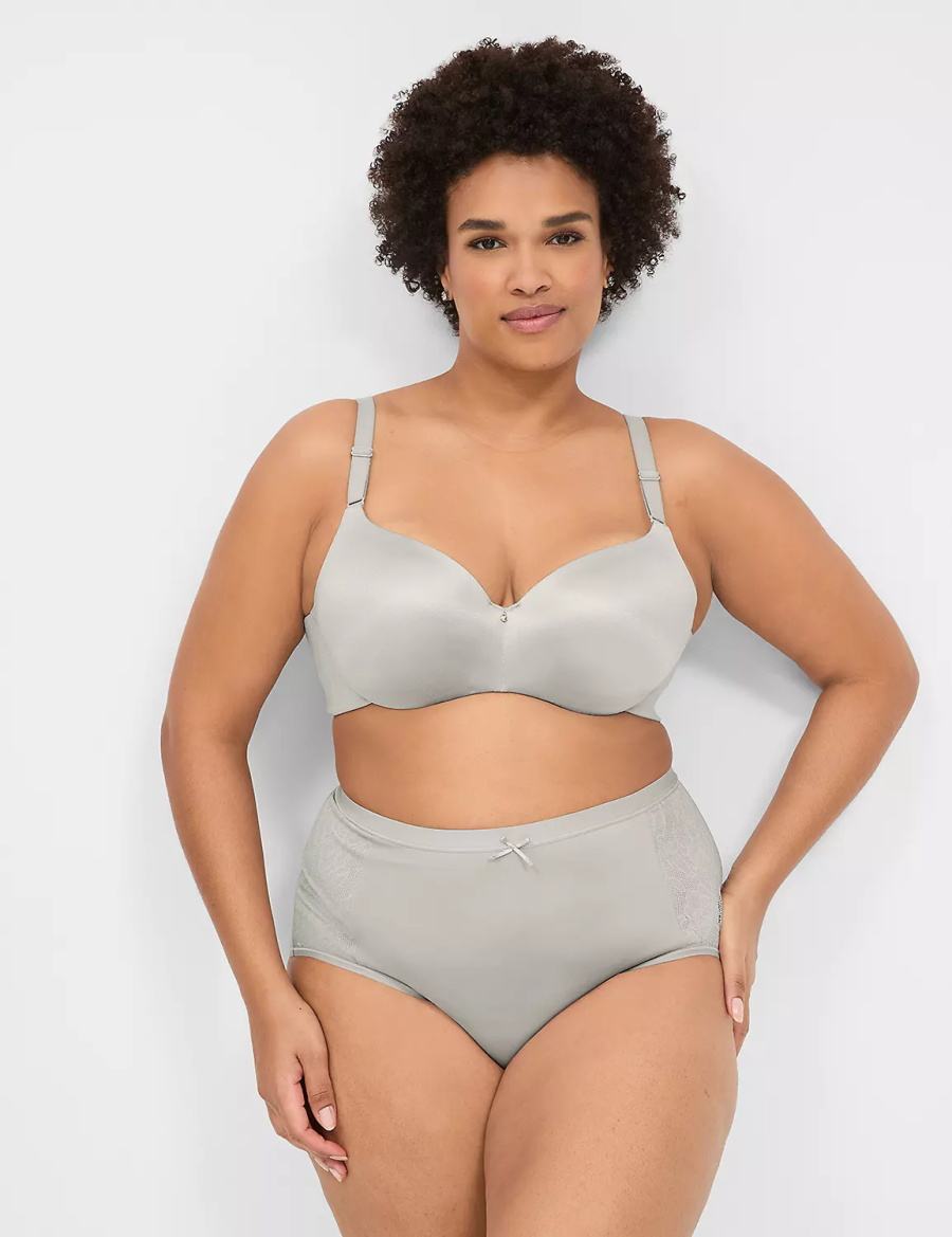 Women Lane Bryant Invisible Backsmoother Lightly Lined Balconette Bra Silver | ZPR10063XR