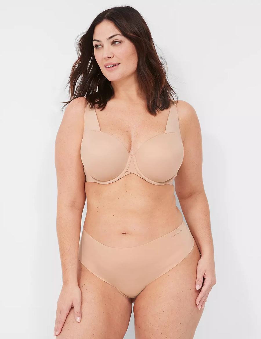 Women Lane Bryant Invisible Edge Thong Panty Beige | PUG5731KT