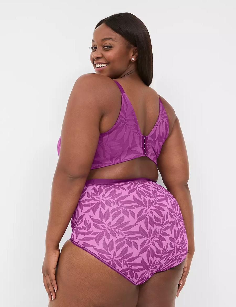 Women Lane Bryant Invisible Lace Backsmoother Full Coverage No-Wire Bralettes Purple | FGX4060RD