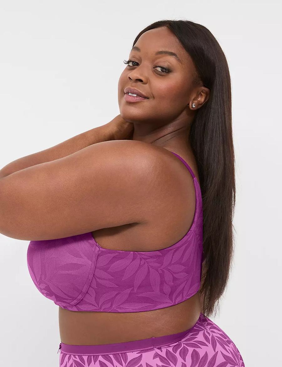 Women Lane Bryant Invisible Lace Backsmoother Full Coverage No-Wire Bralettes Purple | FGX4060RD