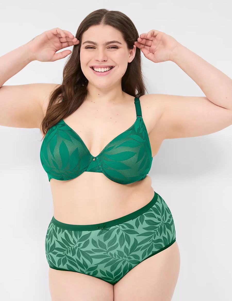 Women Lane Bryant Invisible Lace Backsmoother Full Coverage Bralettes Dark Green | PHF3255ES