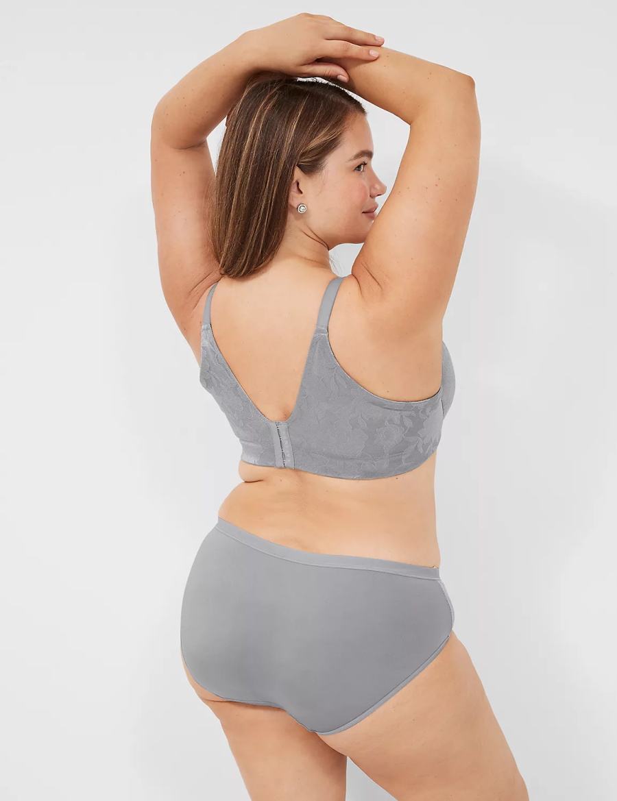 Women Lane Bryant Invisible Lace Backsmoother Lightly Lined Balconette Bra Grey | YPH3828PQ