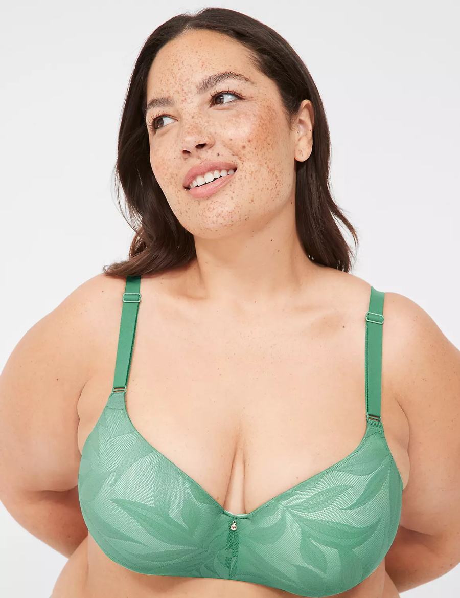 Women Lane Bryant Invisible Lace Backsmoother Balconette Bra Deep Green | HPJ1051DK