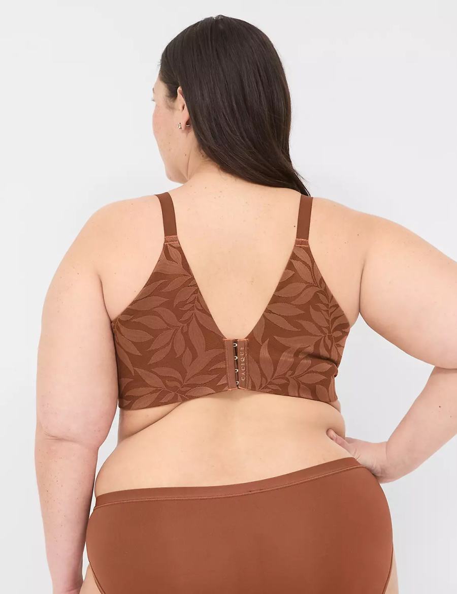 Women Lane Bryant Invisible Lace Backsmoother Lightly Lined Balconette Bra Chocolate | PWS4898OC