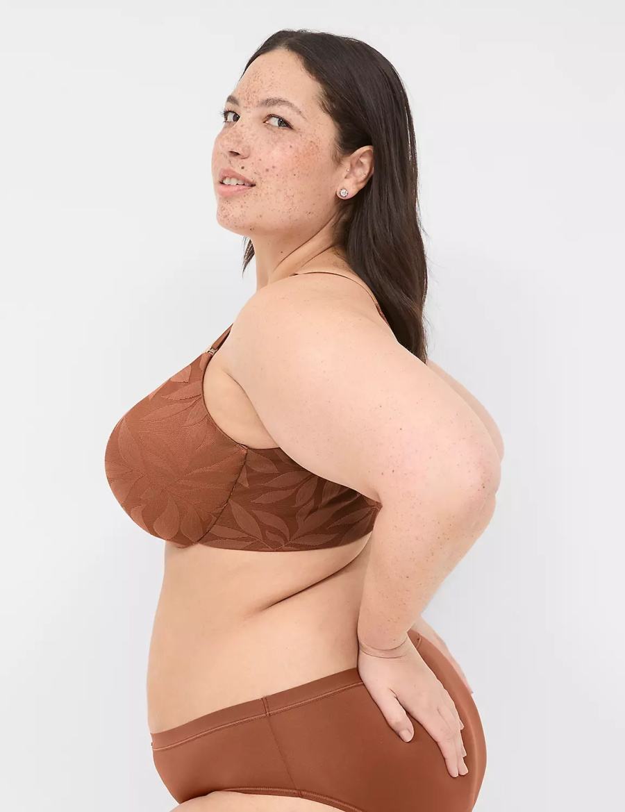 Women Lane Bryant Invisible Lace Backsmoother Lightly Lined Balconette Bra Chocolate | PWS4898OC