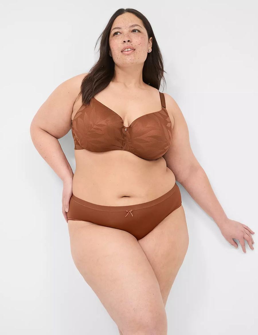 Women Lane Bryant Invisible Lace Backsmoother Lightly Lined Balconette Bra Chocolate | PWS4898OC