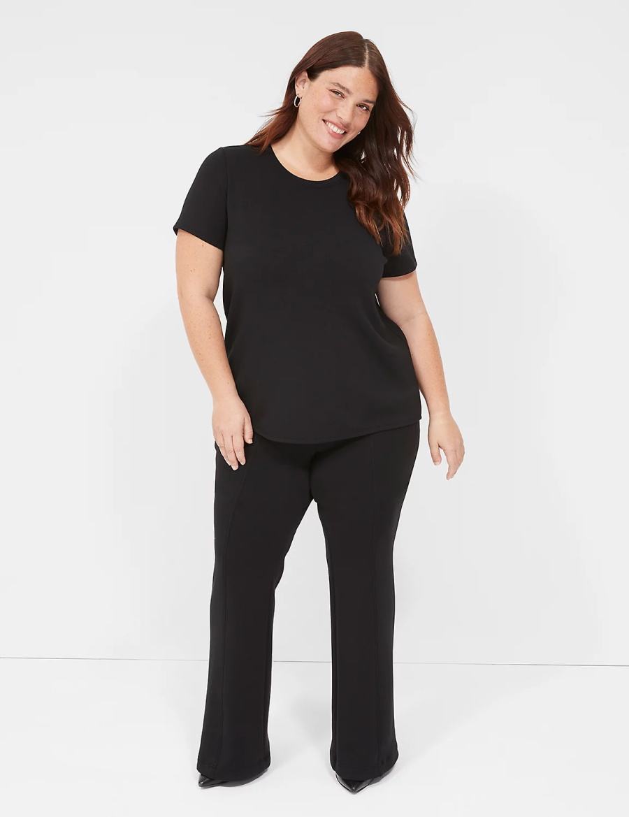 Women Lane Bryant Journey Knit Flare Pants Black | NTL2542JD