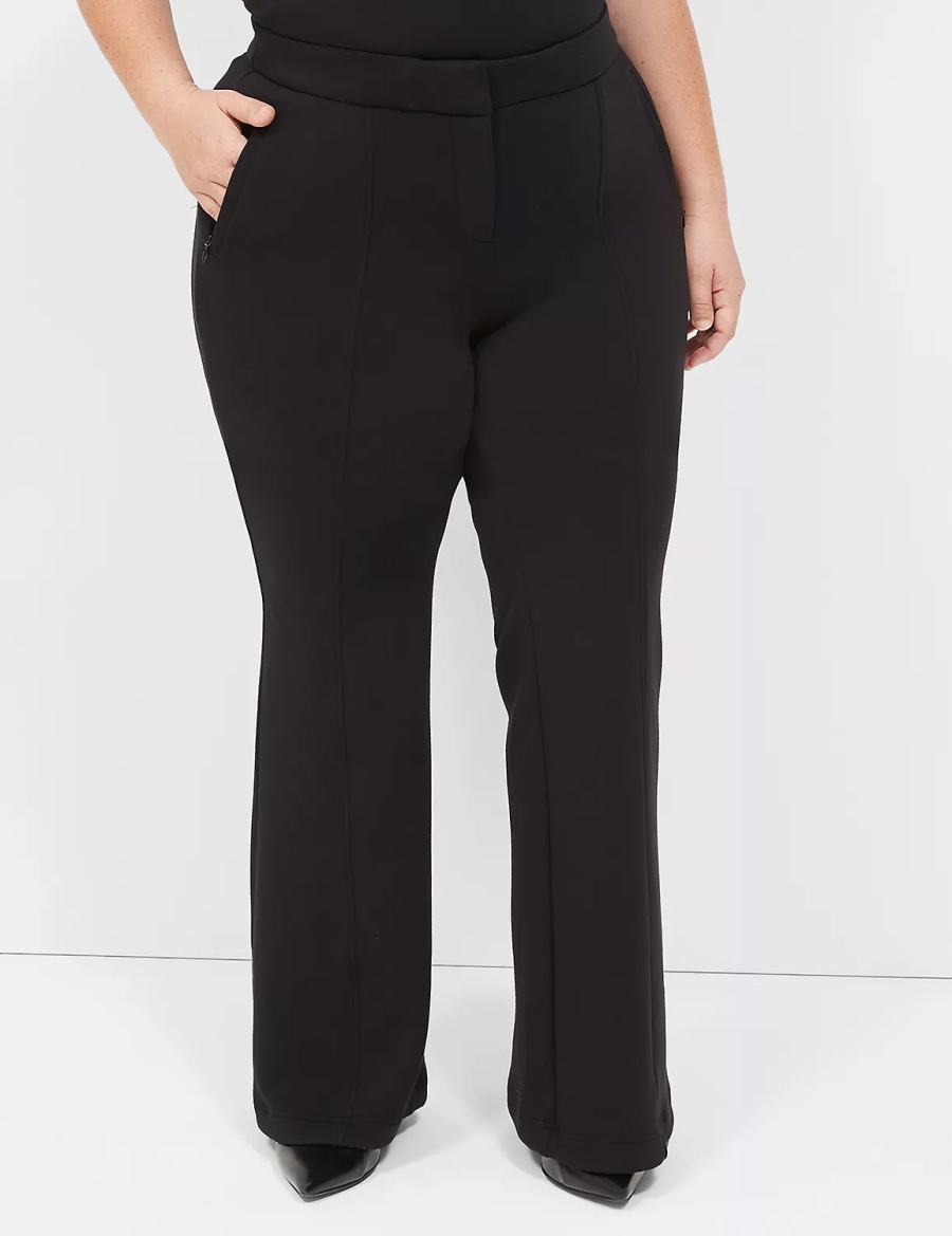 Women Lane Bryant Journey Knit Flare Pants Black | NTL2542JD