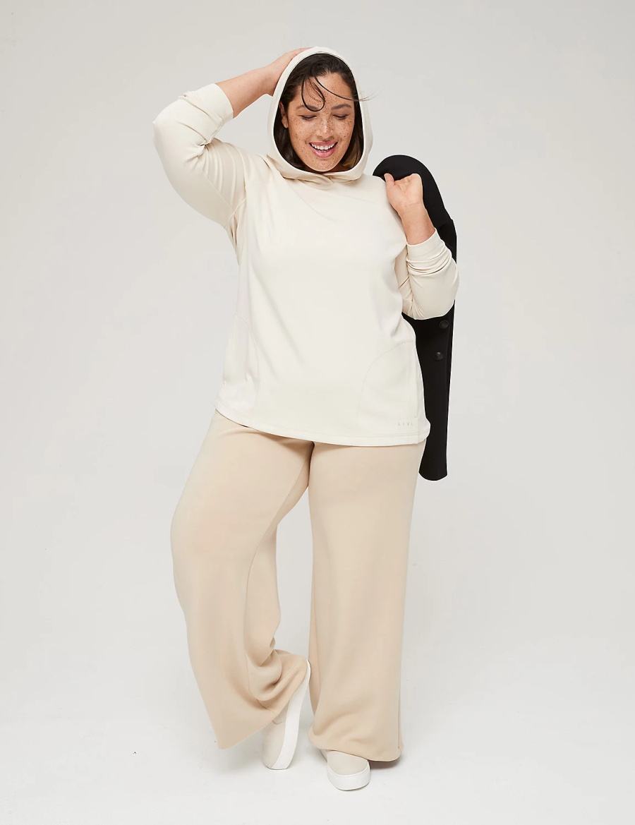 Women Lane Bryant Journey Knit High-Rise Wide Leg Pants Khaki | BEL9981TW