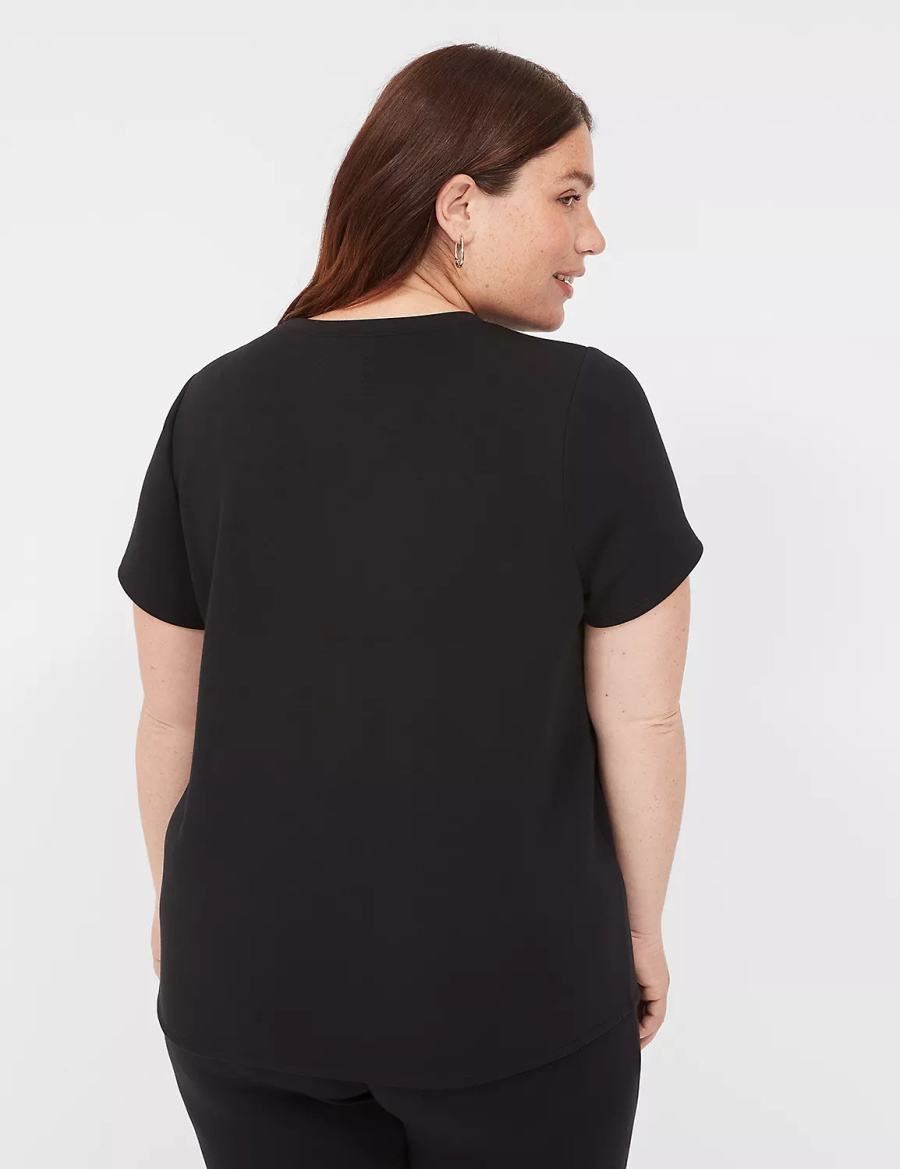 Women Lane Bryant Journey Short-Sleeve Tee T Shirts Black | CZK9510TM