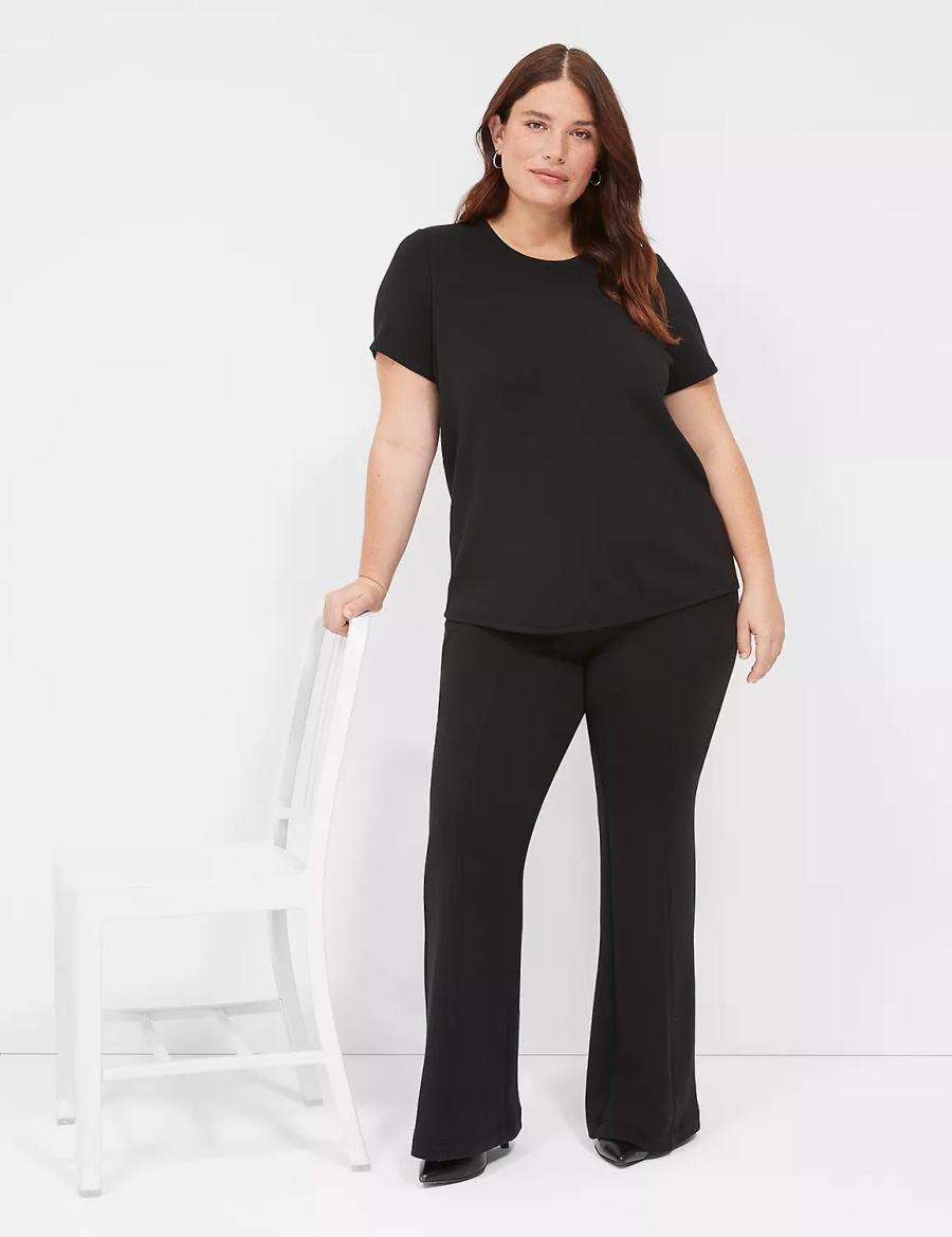 Women Lane Bryant Journey Short-Sleeve Tee T Shirts Black | CZK9510TM