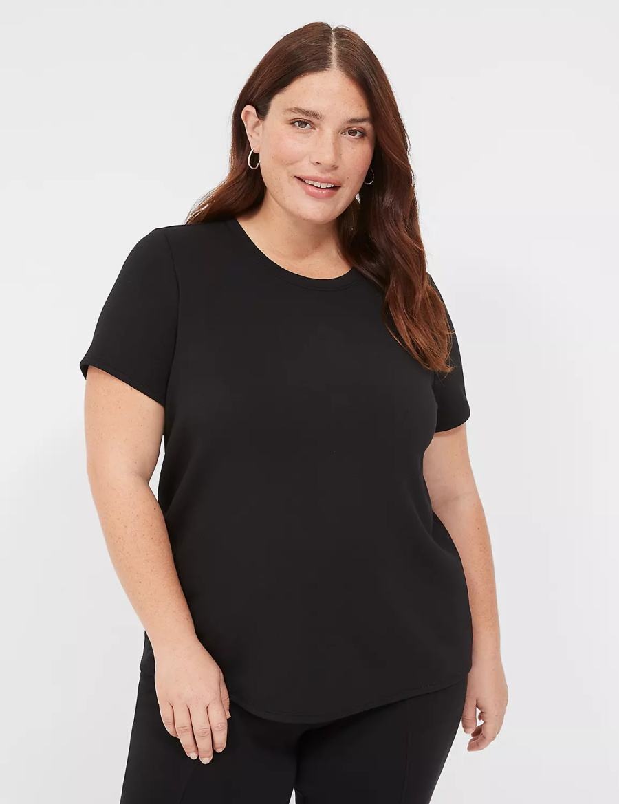 Women Lane Bryant Journey Short-Sleeve Tee T Shirts Black | CZK9510TM