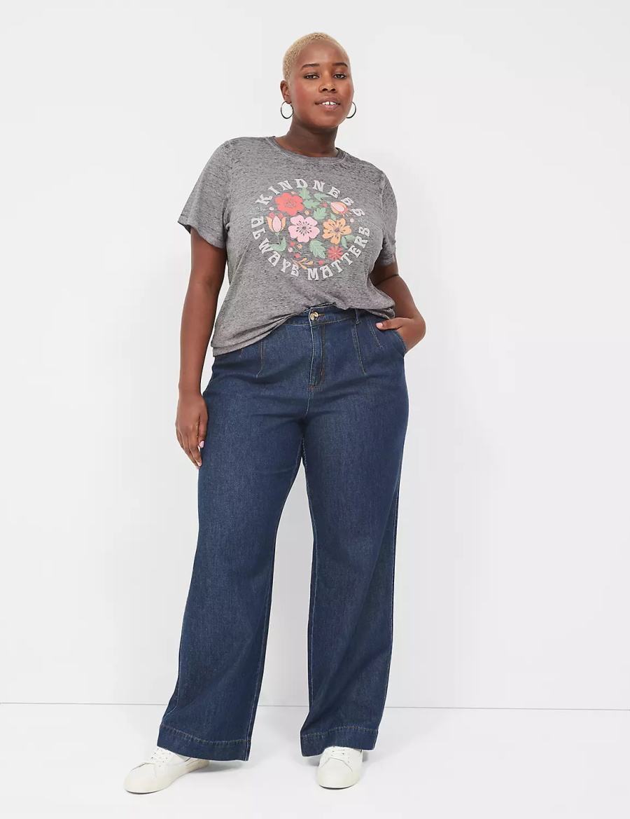 Women Lane Bryant Kindness Always Matters Burnout Graphic Tee T Shirts Dark Grey | YPH6144CE